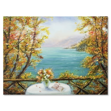 Designart ' The Blue Ocean View From Terrace ' Nautical & Coastal Canvas Wall Art Print