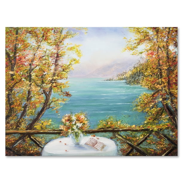 Designart ' The Blue Ocean View From Terrace ' Nautical & Coastal