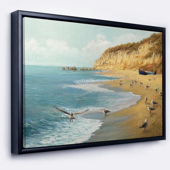 Designart ' The Calm Beach ' Landscape Painting Framed Canvas Print