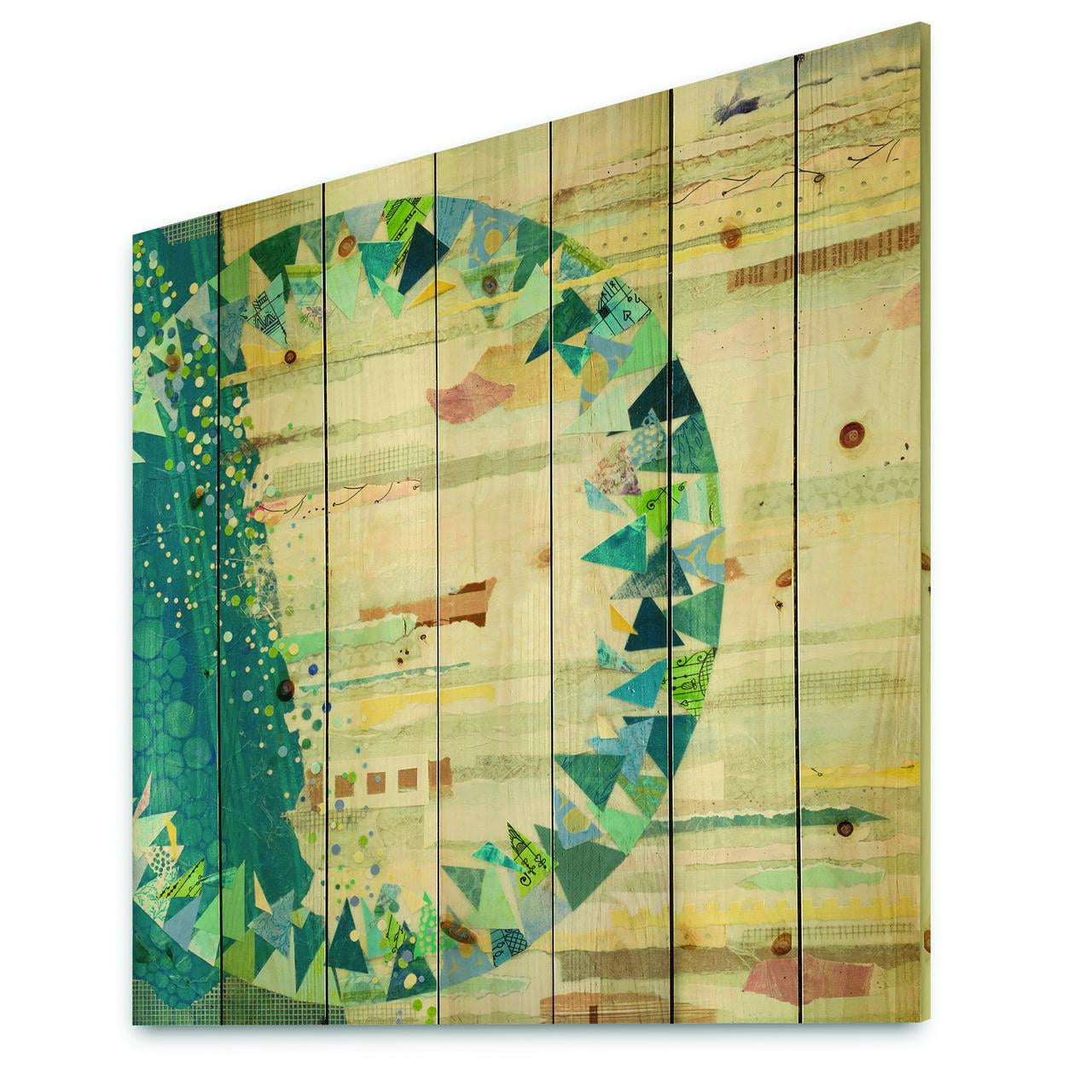 Designart 'The Calm Indigo Stripes' Modern & Contemporary Print on Natural Pine Wood