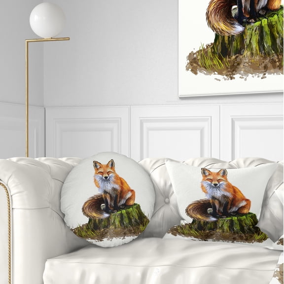 Designart The Clever Fox Illustration - Animal Throw Pillow - 12x20