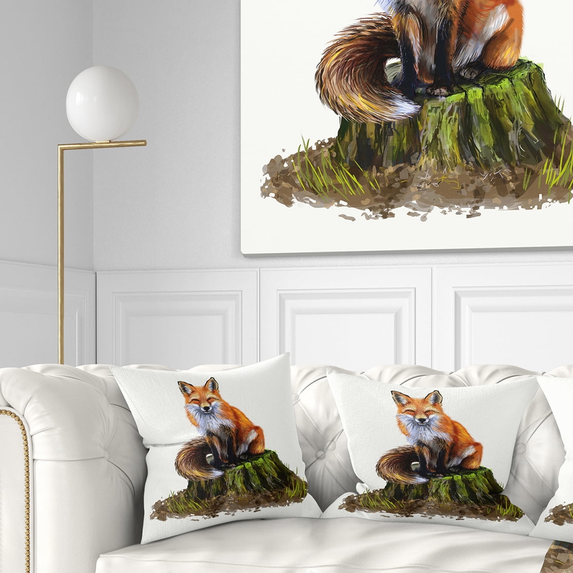 Designart The Clever Fox Illustration - Animal Throw Pillow - 18x18