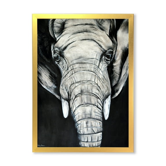 Designart 'The Close Up Portrait Of An African Elephant' Farmhouse Framed Art Print