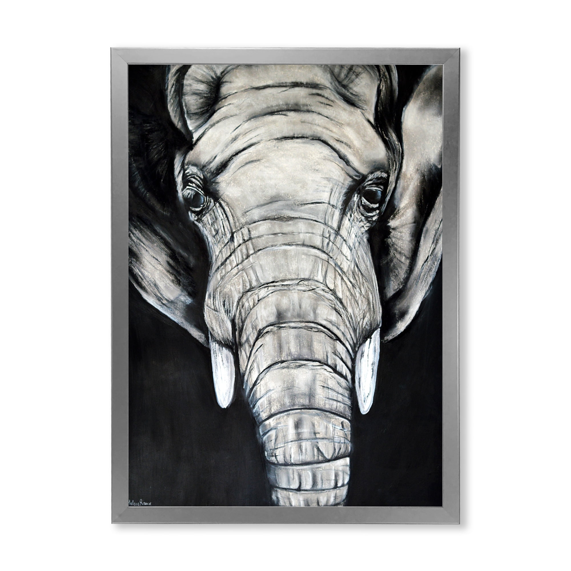 Designart 'The Close Up Portrait Of An African Elephant' Farmhouse Framed Art Print