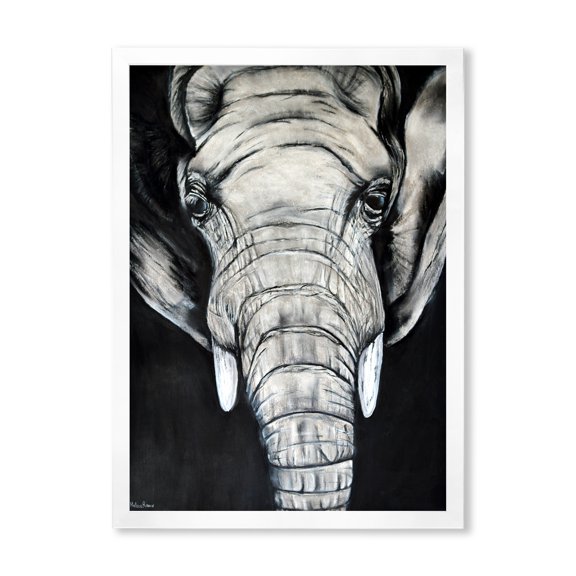 Designart 'The Close Up Portrait Of An African Elephant' Farmhouse Framed Art Print