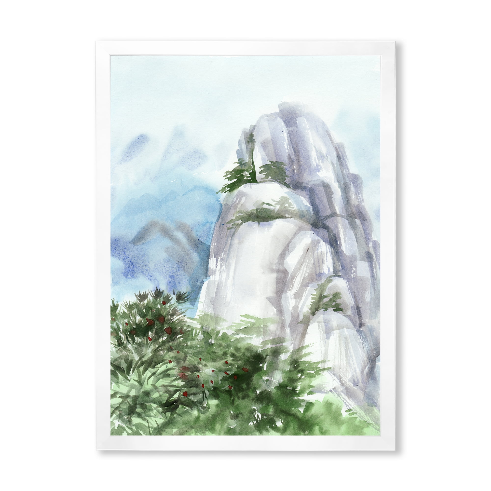Designart 'The Clouds Over Mountain Top' Traditional Framed Art Print