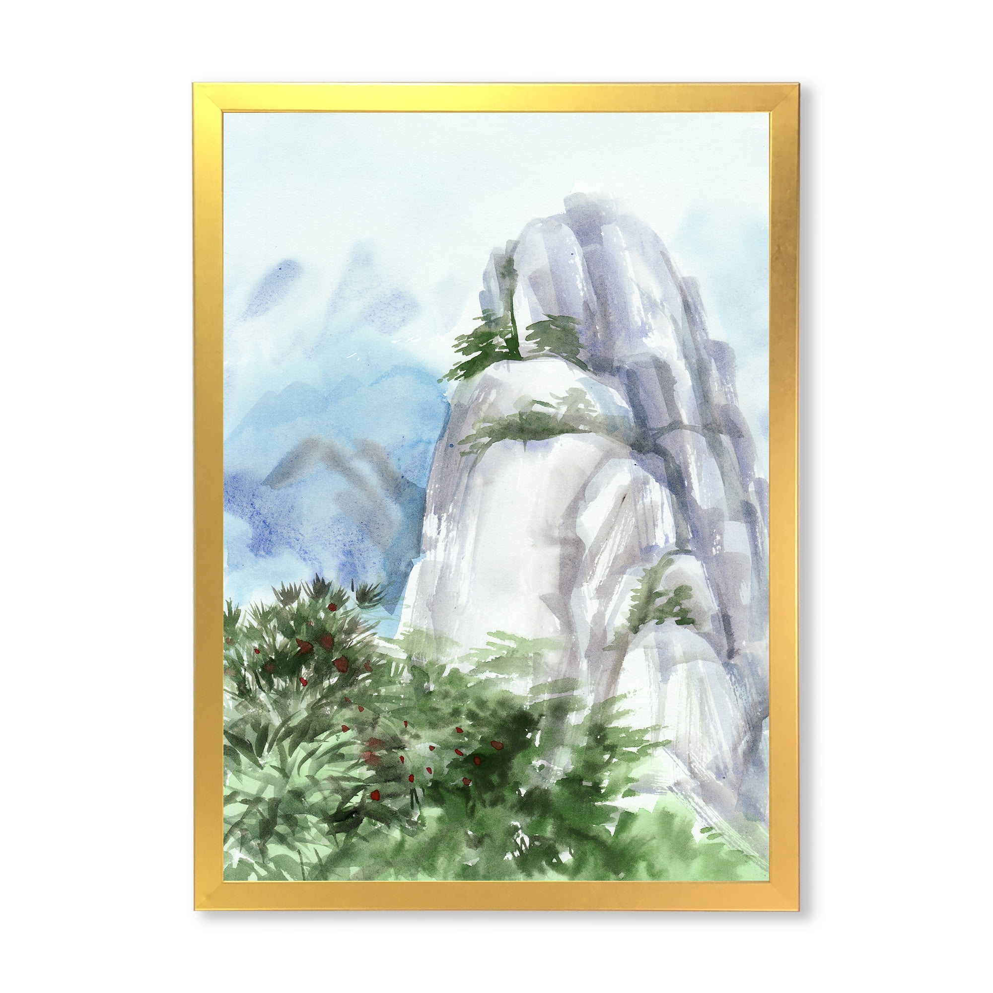 Designart 'The Clouds Over Mountain Top' Traditional Framed Art Print