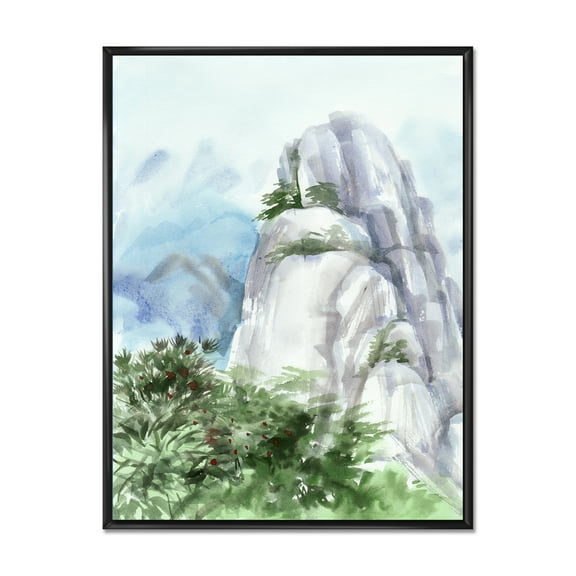 Designart 'The Clouds Over Mountain Top' Traditional Framed Canvas Wall Art Print