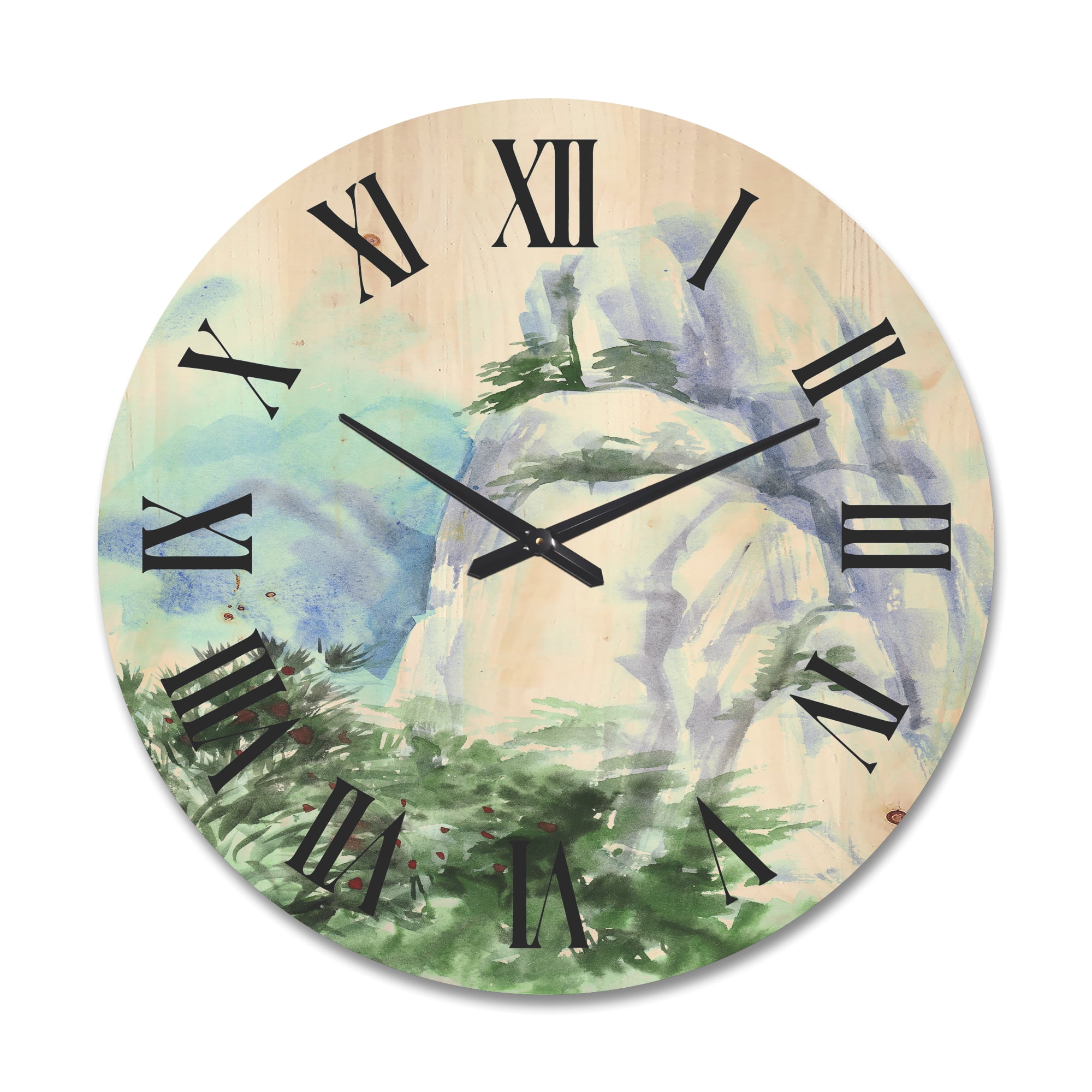 Designart 'The Clouds Over Mountain Top' Traditional Wood Wall Clock