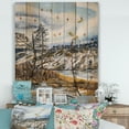 thumbnail image 1 of Designart 'The Cloudy Sky and The River With Spring Landscape' Lake House Print on Natural Pine Wood, 1 of 5