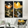 thumbnail image 1 of Designart "The Dark Drama of Storms I" Storms Wall Art Set Of 2 - Orange Landscapes Wall Decor Set Of 2, 1 of 7
