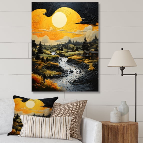 Designart "The Dark Drama of Yellow Storms" Landscape & Nature Wall Decor