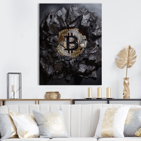 Designart "The Dark Elegance Of Bitcoin II" Fashion Bitcoin Wall Art Prints