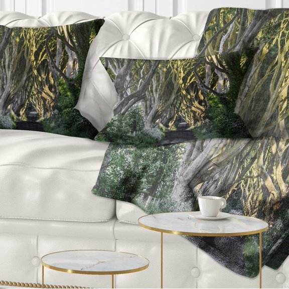 Designart The Dark Hedges Ireland Landscape - Photography Throw Pillow - 12x20