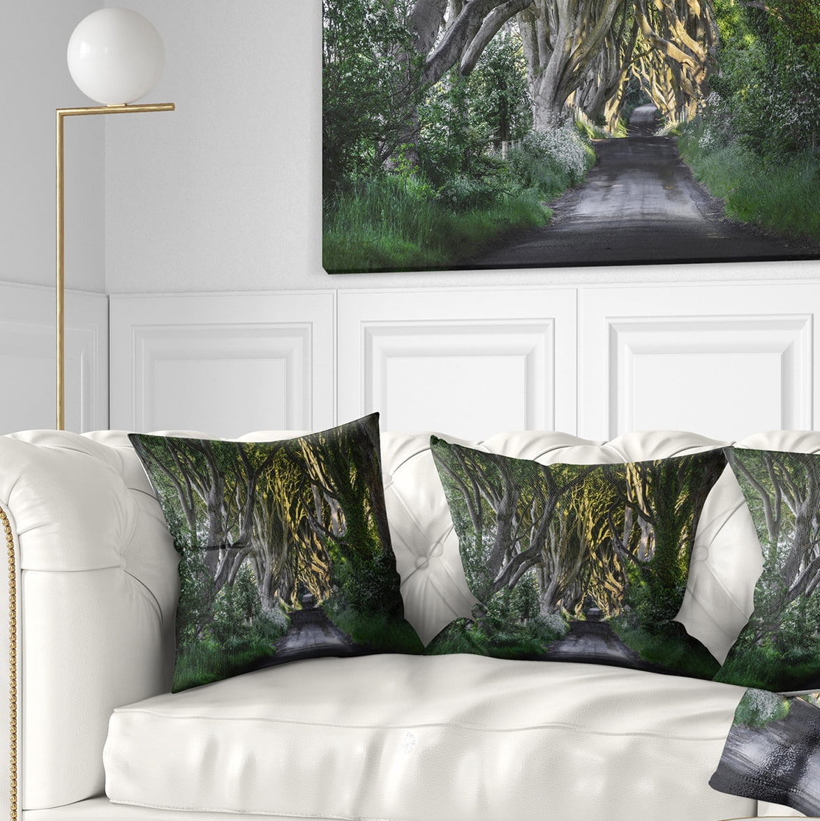 Designart The Dark Hedges Ireland Landscape - Photography Throw Pillow - 16x16