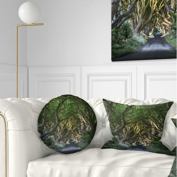 Designart The Dark Hedges - Landscape Photography Throw Pillow - 12x20