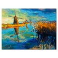 thumbnail image 1 of Designart ' The Deep Blue Lake And Windmills ' Nautical & Coastal Canvas Wall Art Print, 1 of 4