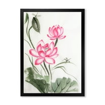 Designart 'The Dragonfly and Lotus I' Traditional Framed Art Print
