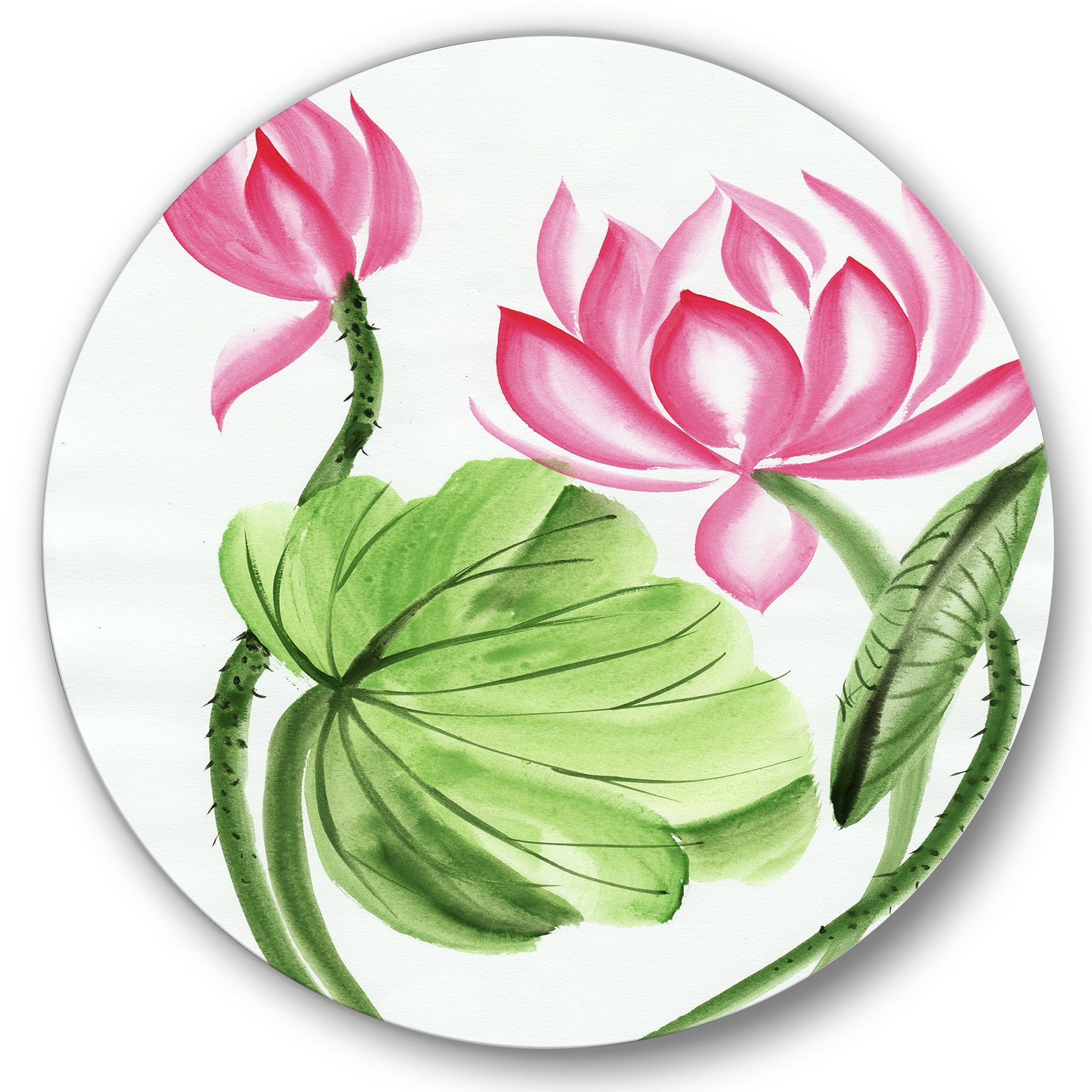 Designart 'The Dragonfly and Lotus II' Traditional Circle Metal Wall Art 29x29 - Disc of 29