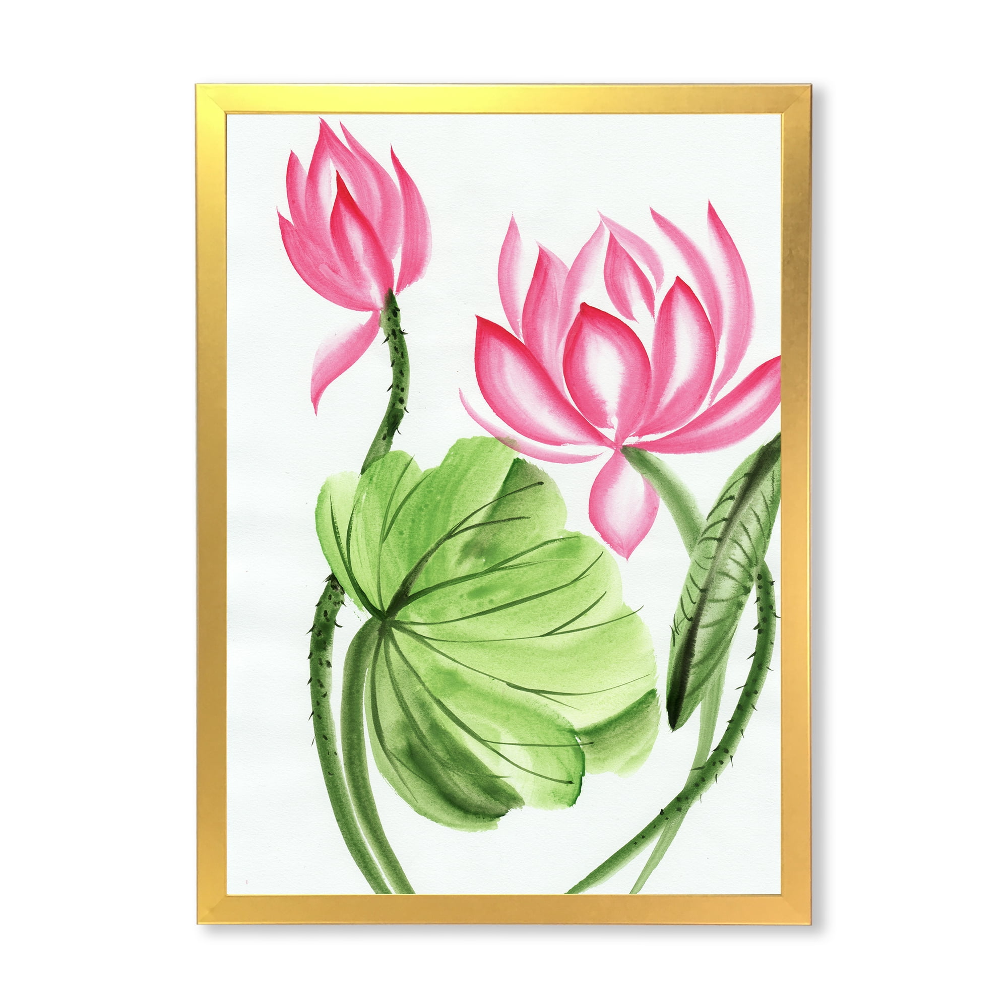 Designart 'The Dragonfly and Lotus II' Traditional Framed Art Print
