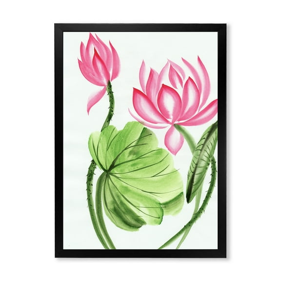 Designart 'The Dragonfly and Lotus II' Traditional Framed Art Print