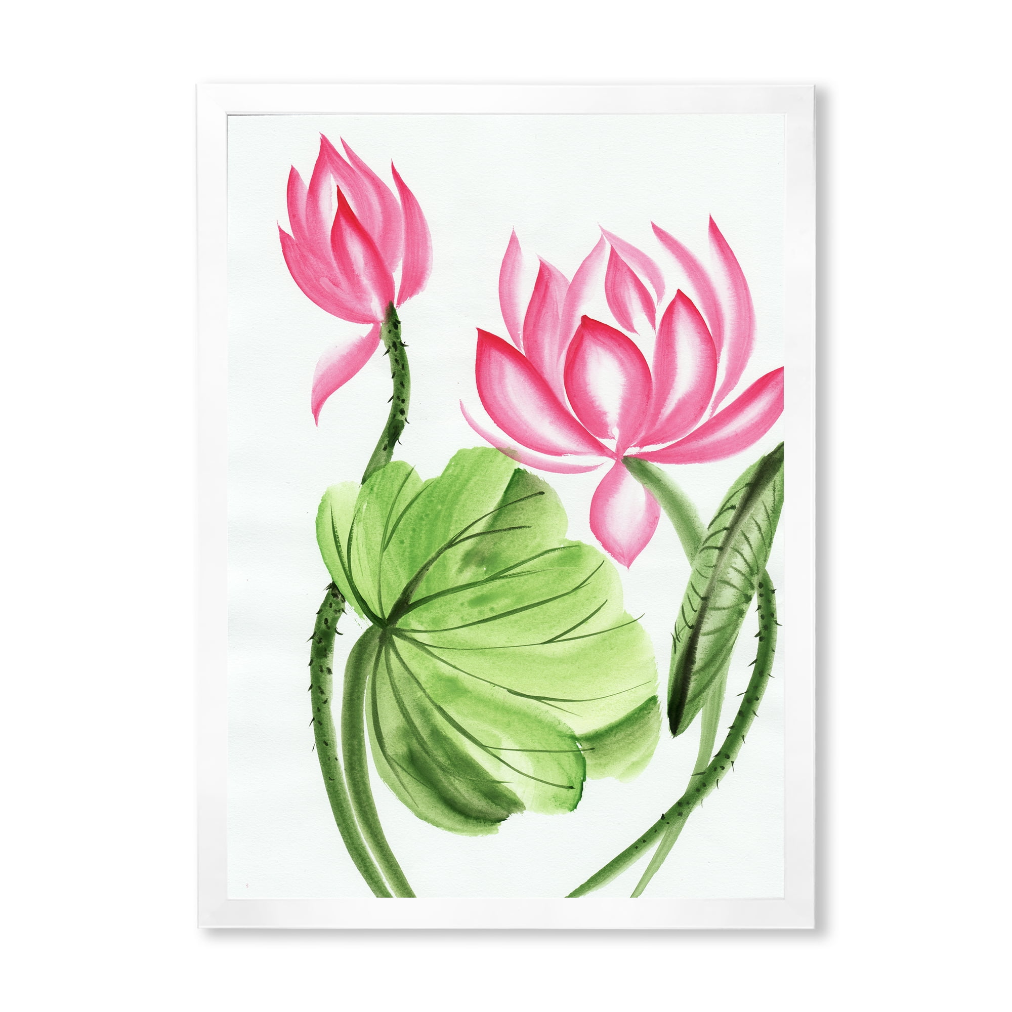 Designart 'The Dragonfly and Lotus II' Traditional Framed Art Print