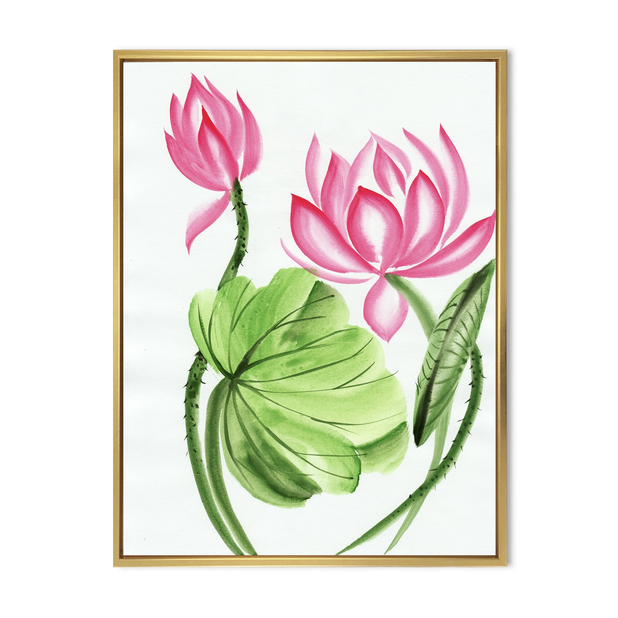 Designart 'The Dragonfly and Lotus II' Traditional Framed Canvas Wall Art Print