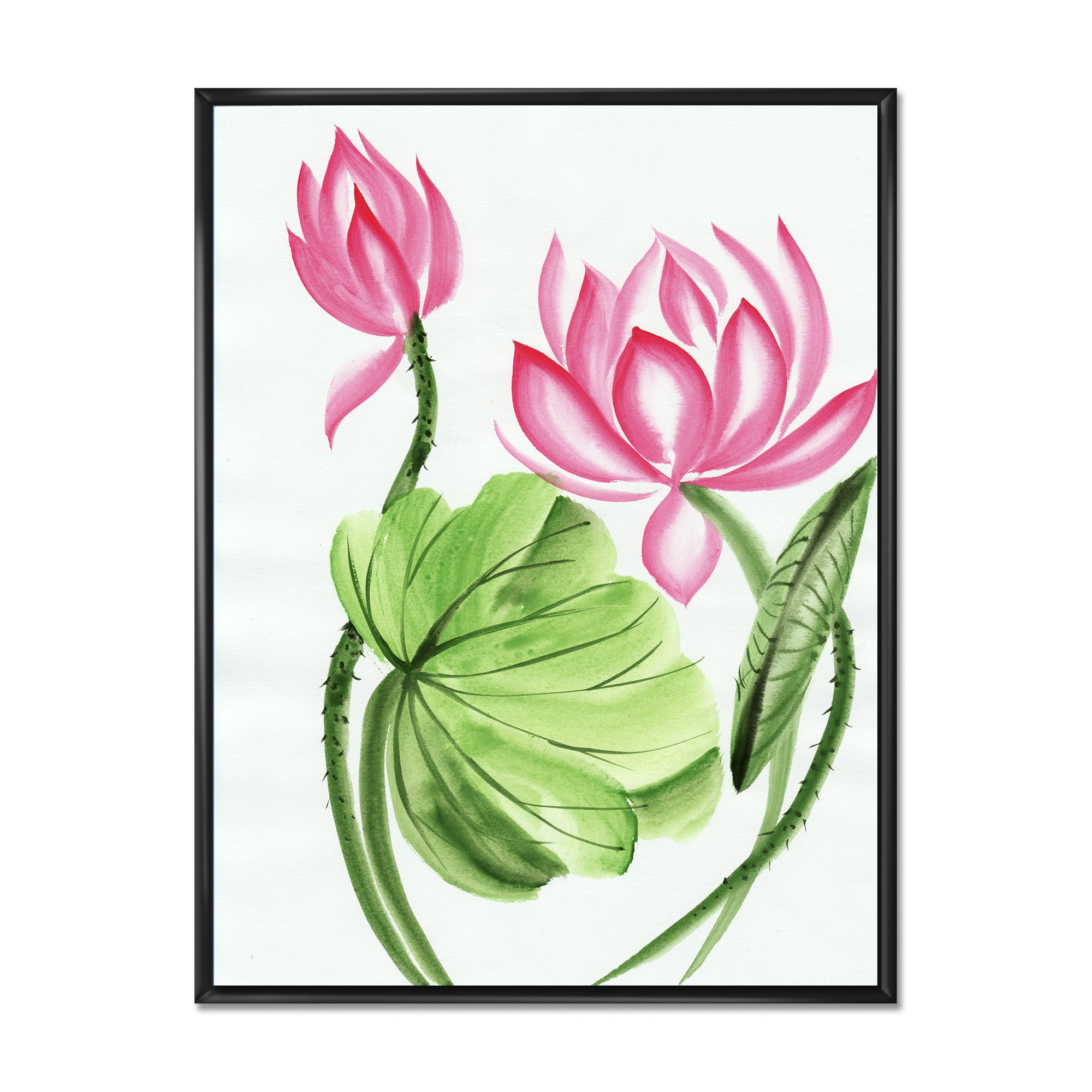 Designart 'The Dragonfly and Lotus II' Traditional Framed Canvas Wall Art Print