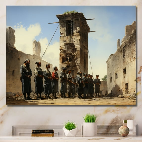 Designart "The Execution Beige and Blue Mexican Art" Mexican Art Canvas Print