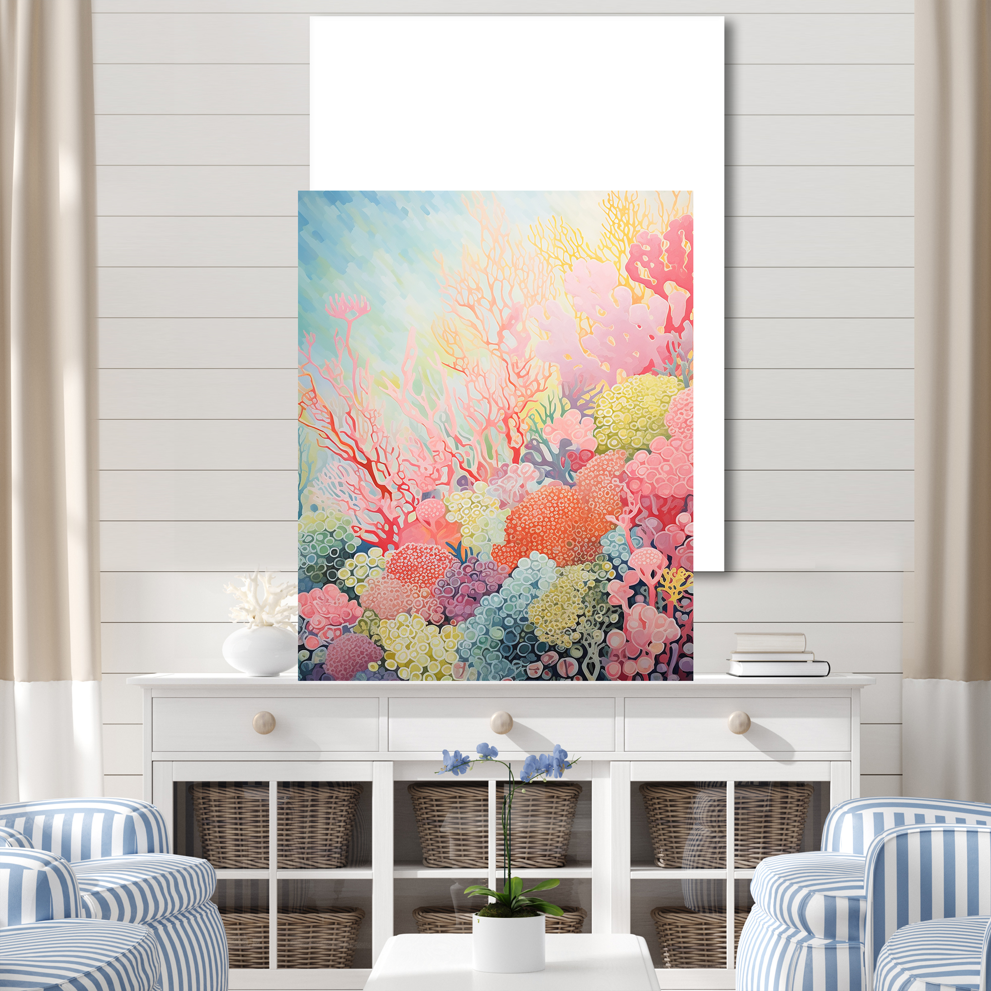 Designart "The Expressive Barrier Of The Coral Reef V" Coastal Coral