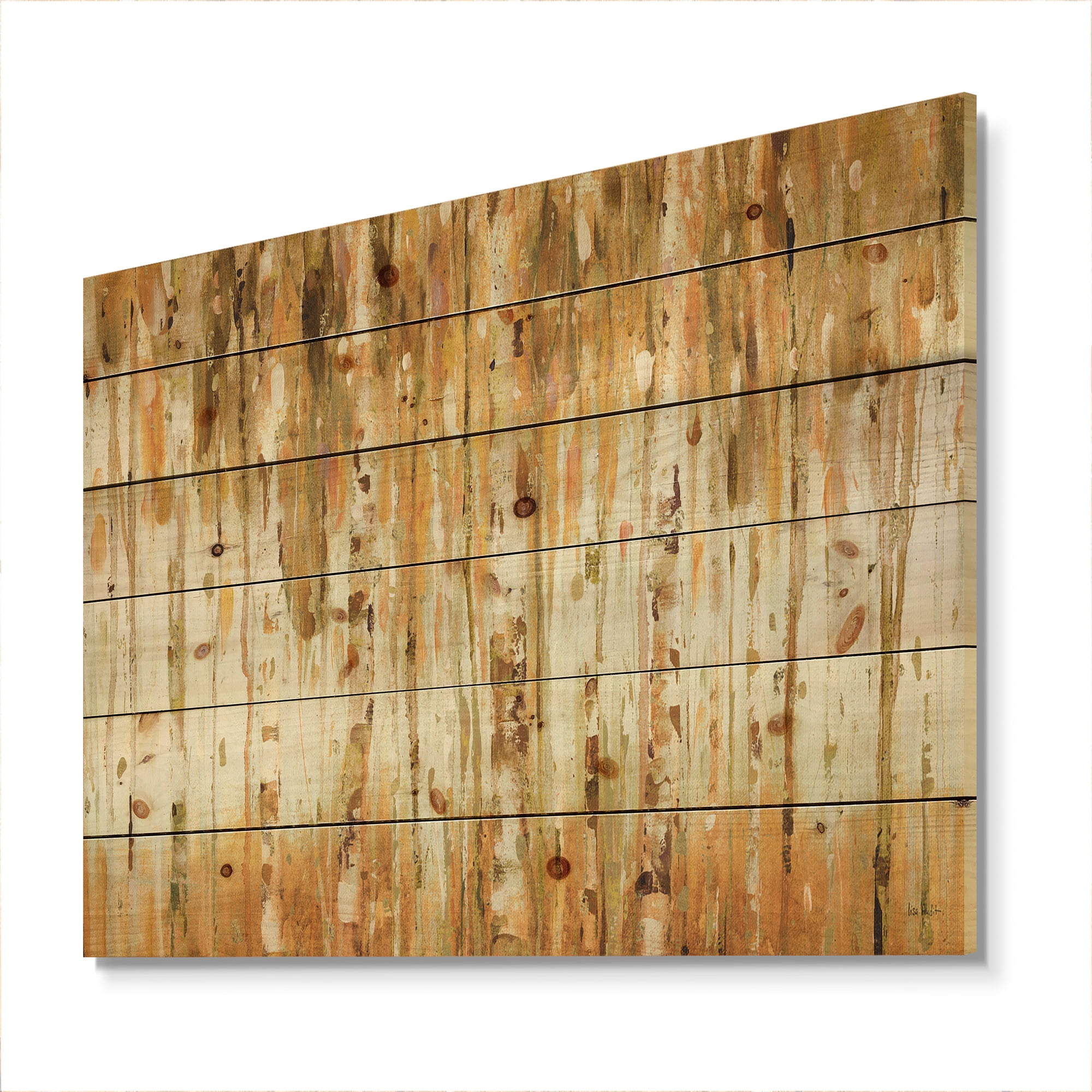 Designart 'The Fall Forest Crop' Glam Print on Natural Pine Wood