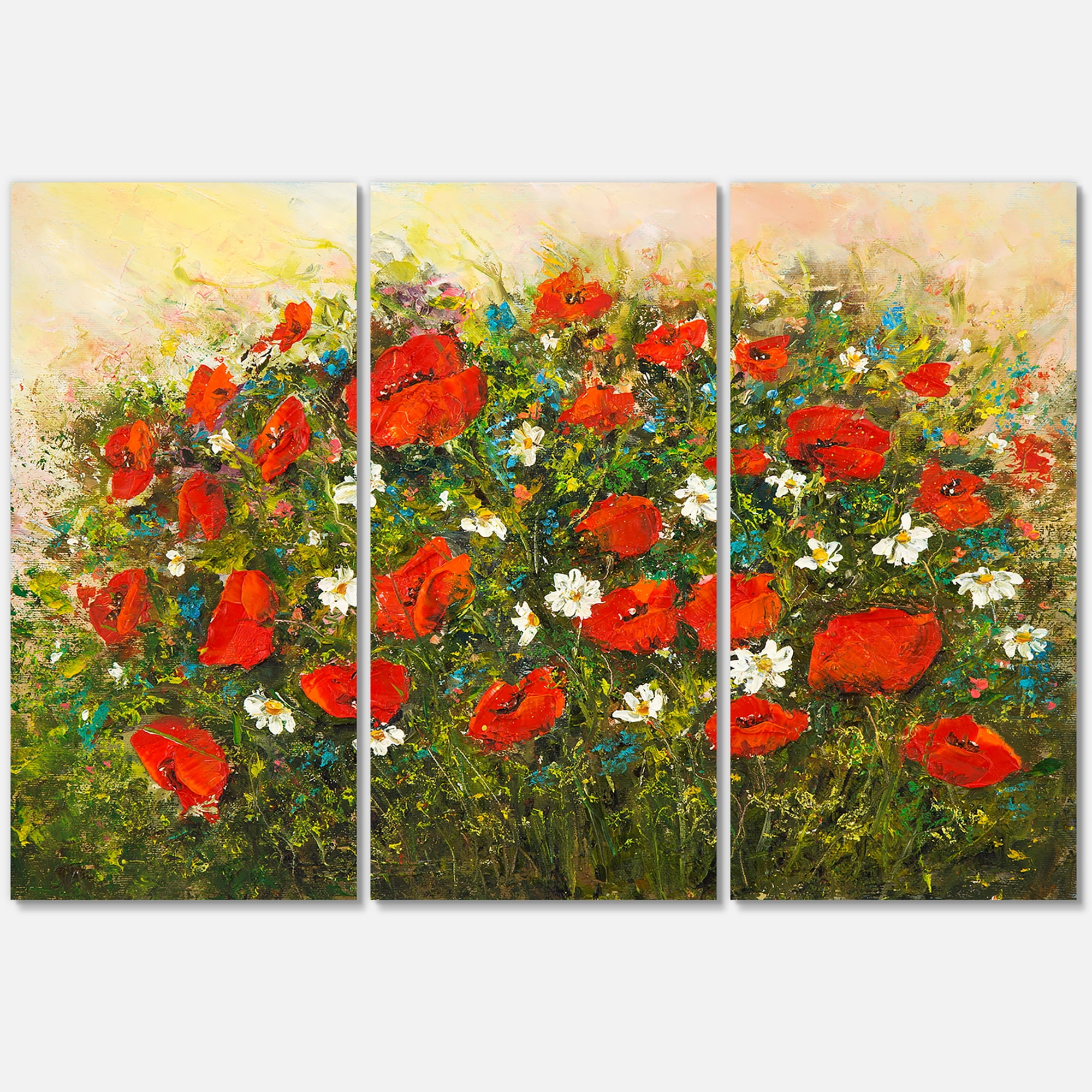 Designart ' The Fields of Red Wildflowers ' Traditional Canvas Wall Art Print