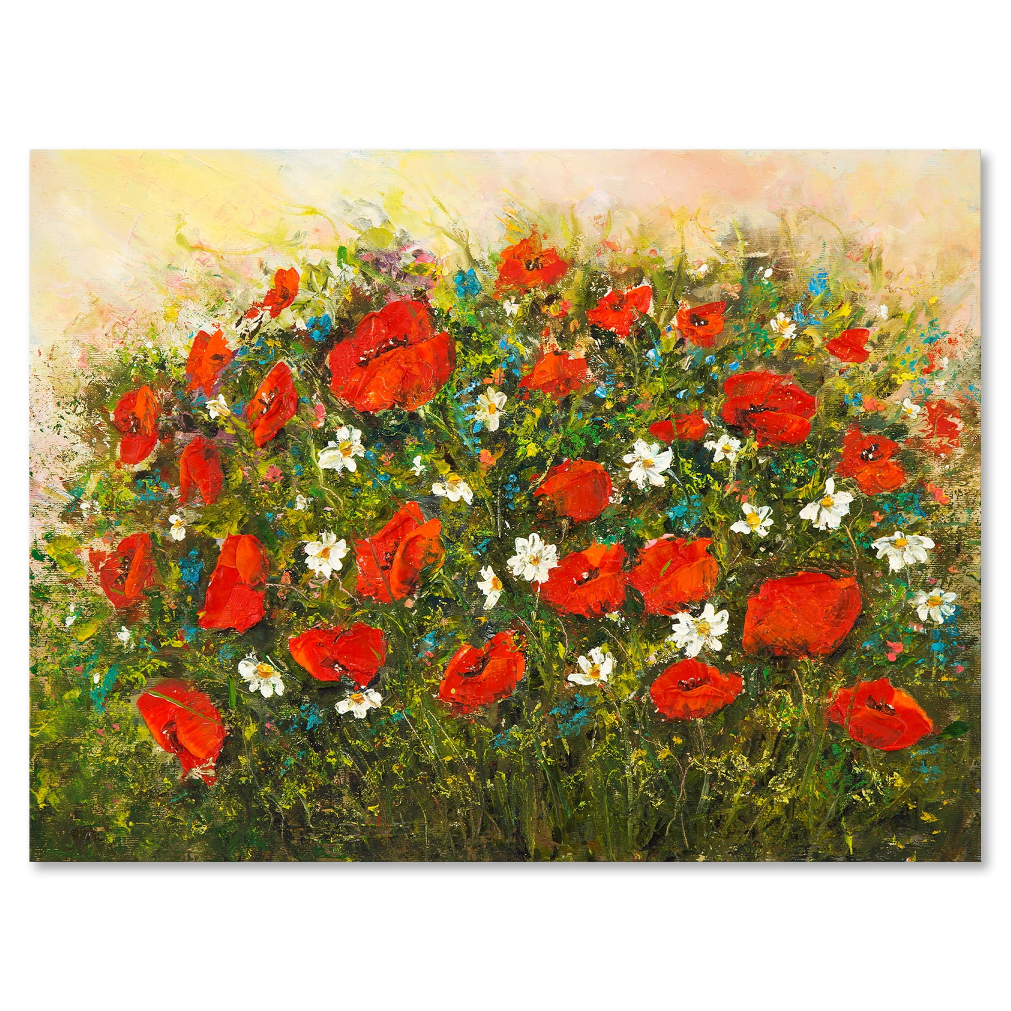 Designart ' The Fields of Red Wildflowers ' Traditional Canvas Wall Art Print