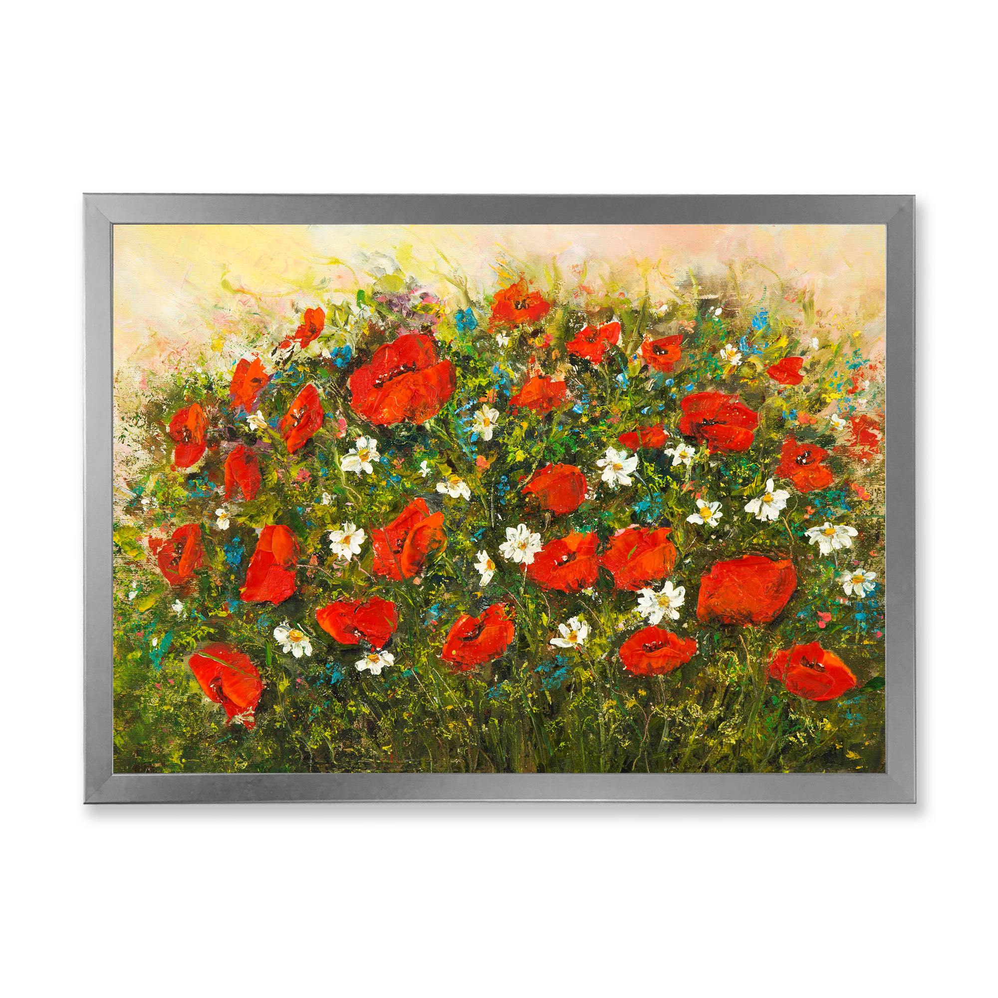 Designart 'The Fields of Red Wildflowers' Traditional Framed Art Print