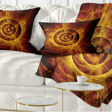 Designart The Flashing Yellow Flame - Abstract Throw Pillow - 12x20