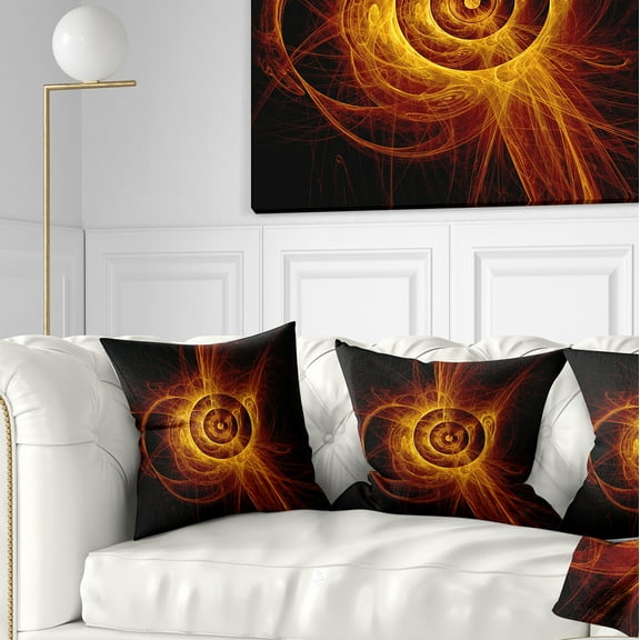 Designart The Flashing Yellow Flame - Abstract Throw Pillow - 16x16