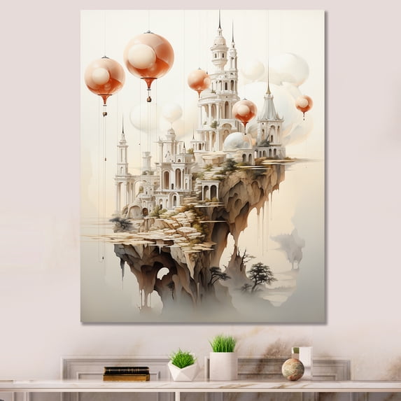 Designart "The Floating City Surrealism" Cityscapes Canvas Print