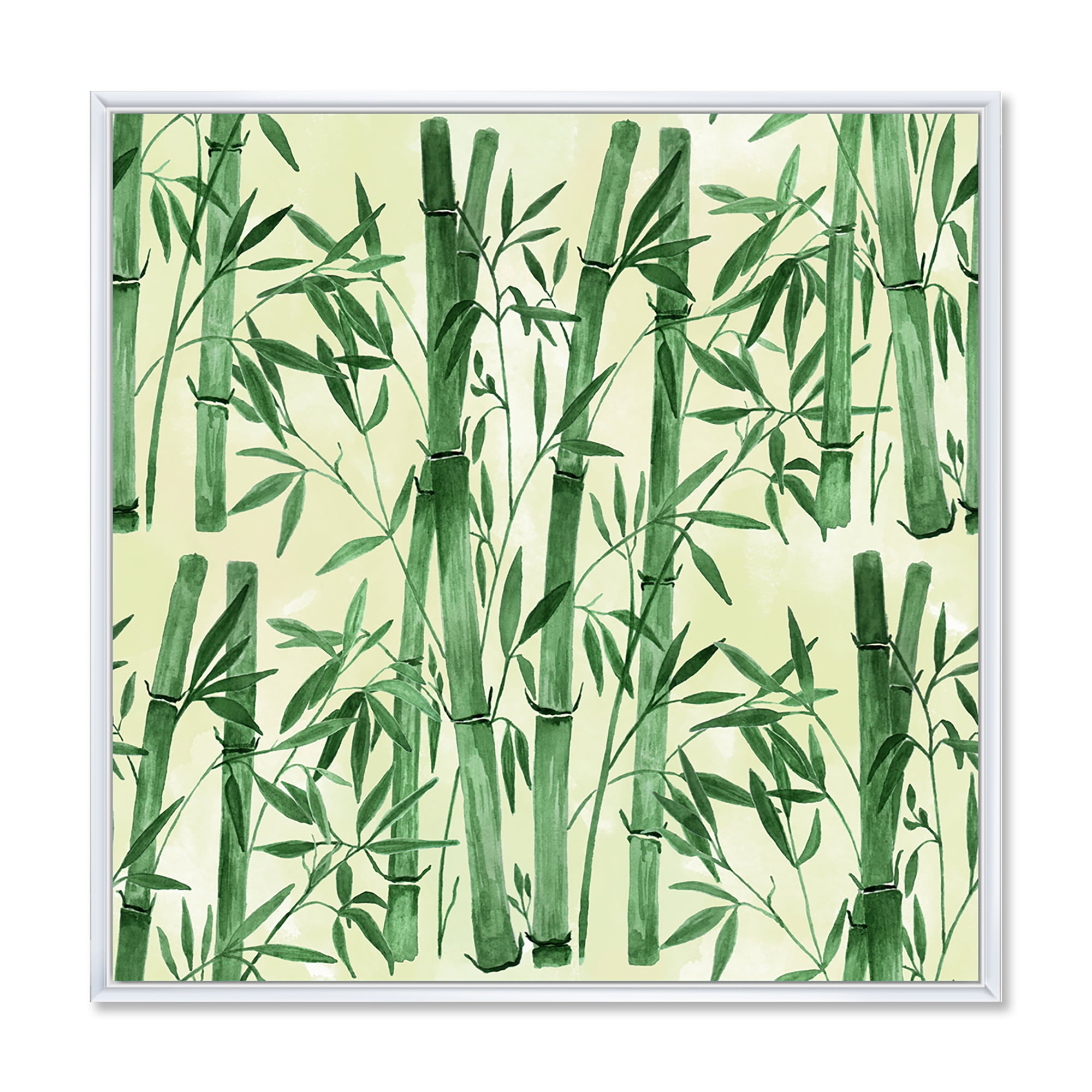 Designart 'The Forest of Bamboo Branches I' Tropical Framed Canvas Wall Art Print