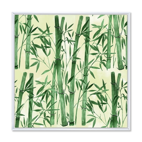 Designart 'The Forest of Bamboo Branches I' Tropical Framed Canvas Wall Art Print