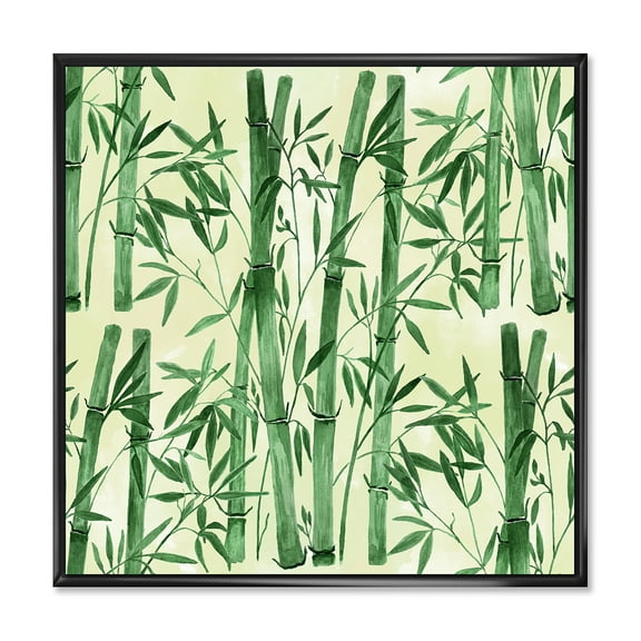 Designart 'The Forest of Bamboo Branches I' Tropical Framed Canvas Wall Art Print