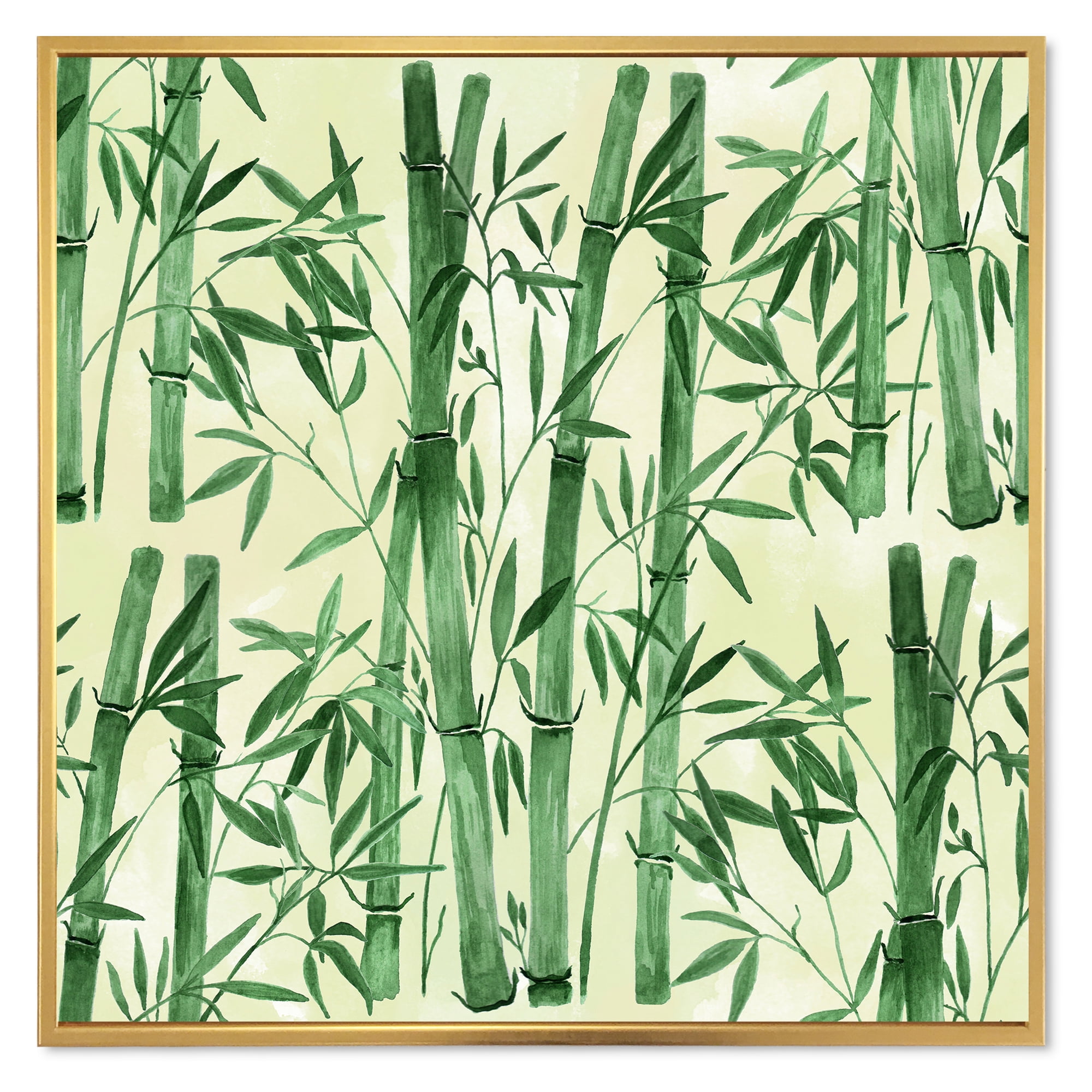 Designart 'The Forest of Bamboo Branches I' Tropical Framed Canvas Wall Art Print