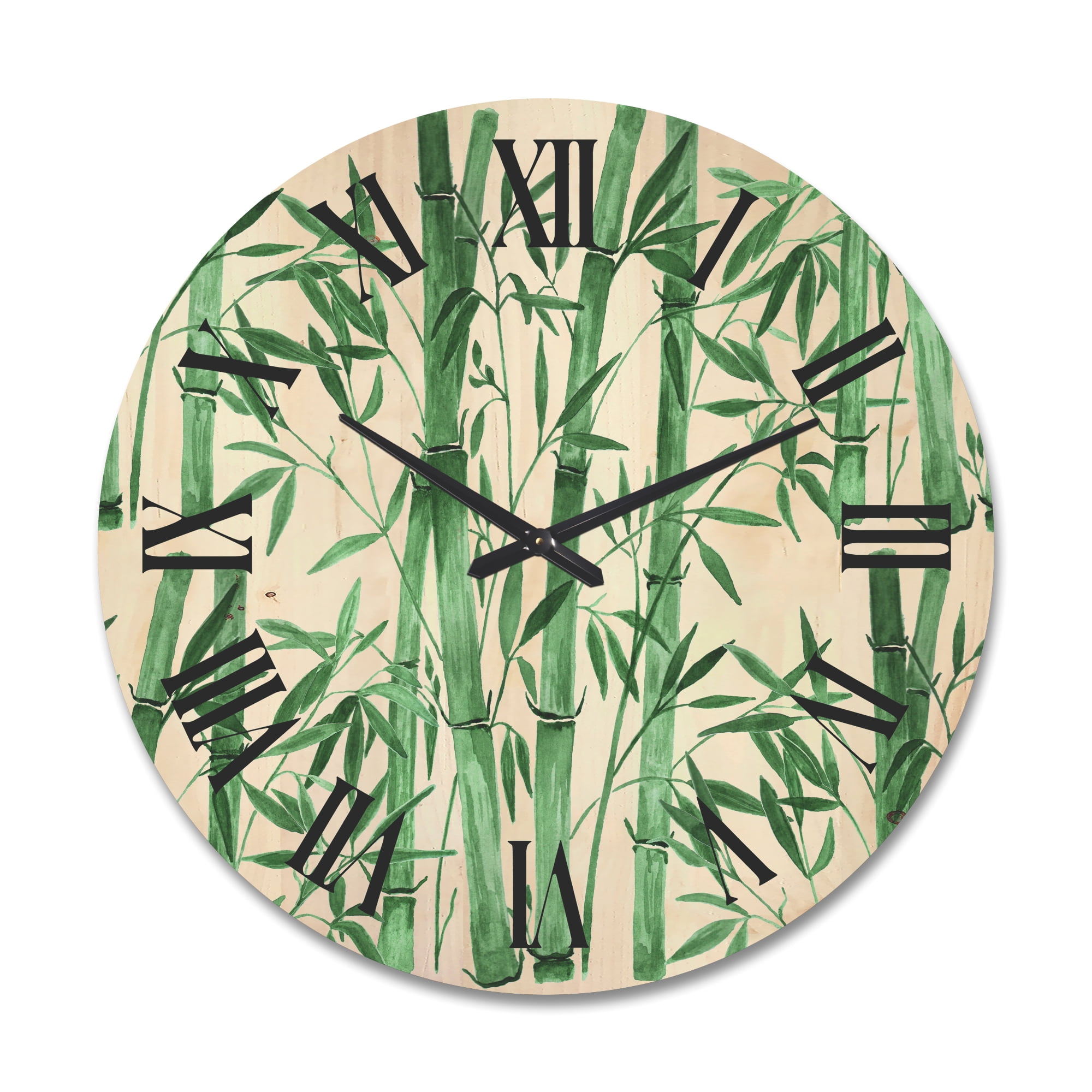 Designart 'The Forest of Bamboo Branches I' Tropical Wood Wall Clock