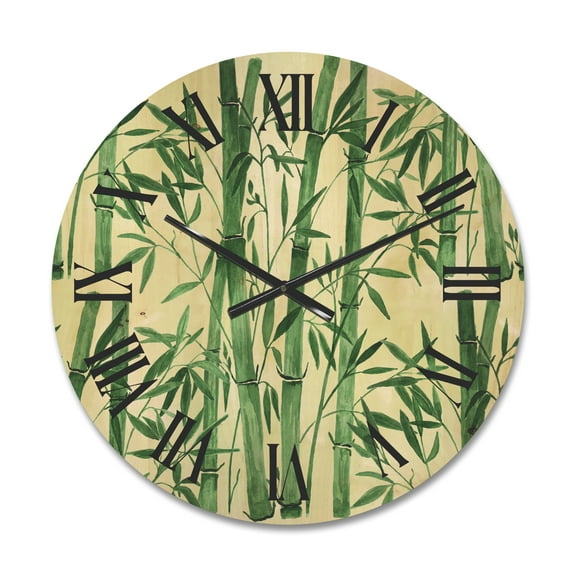 Designart 'The Forest of Bamboo Branches I' Tropical Wood Wall Clock