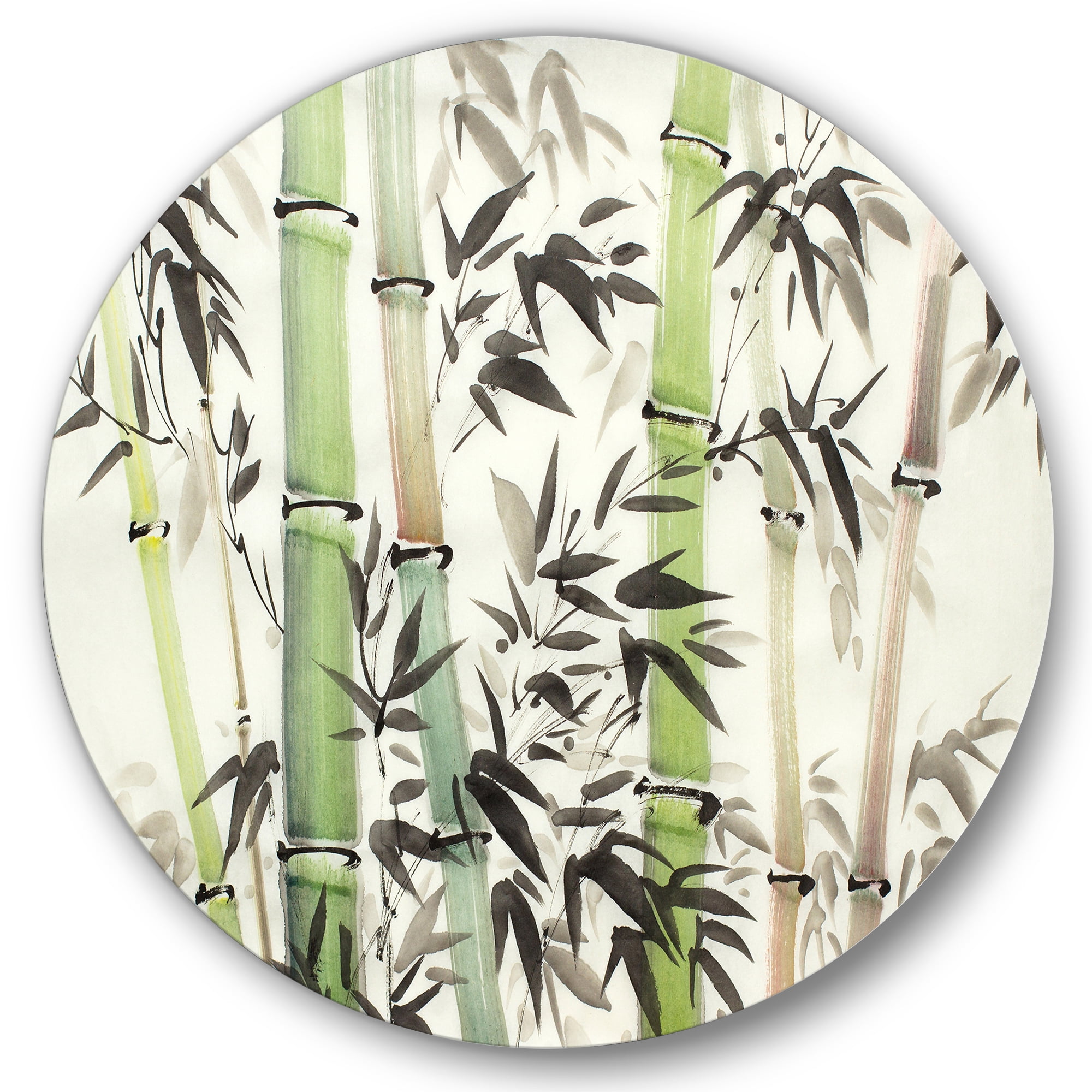 Designart 'The Forest of Bamboo Branches II' Lake House Circle Metal Wall Art 23x23 - Disc of 23