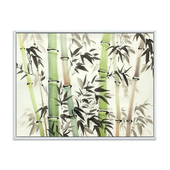 Designart 'The Forest of Bamboo Branches II' Lake House Framed Canvas Wall Art Print