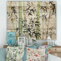 Designart 'The Forest of Bamboo Branches II' Lake House Print on Natural Pine Wood