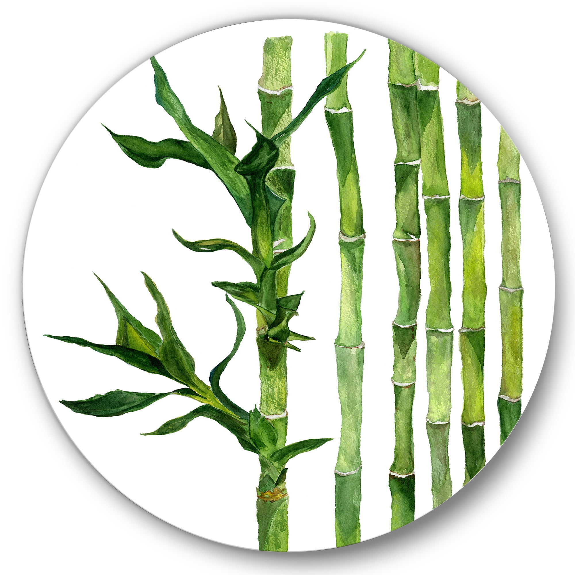 Designart 'The Forest of Bamboo Branches III' Tropical Circle Metal Wall Art 23x23 - Disc of 23