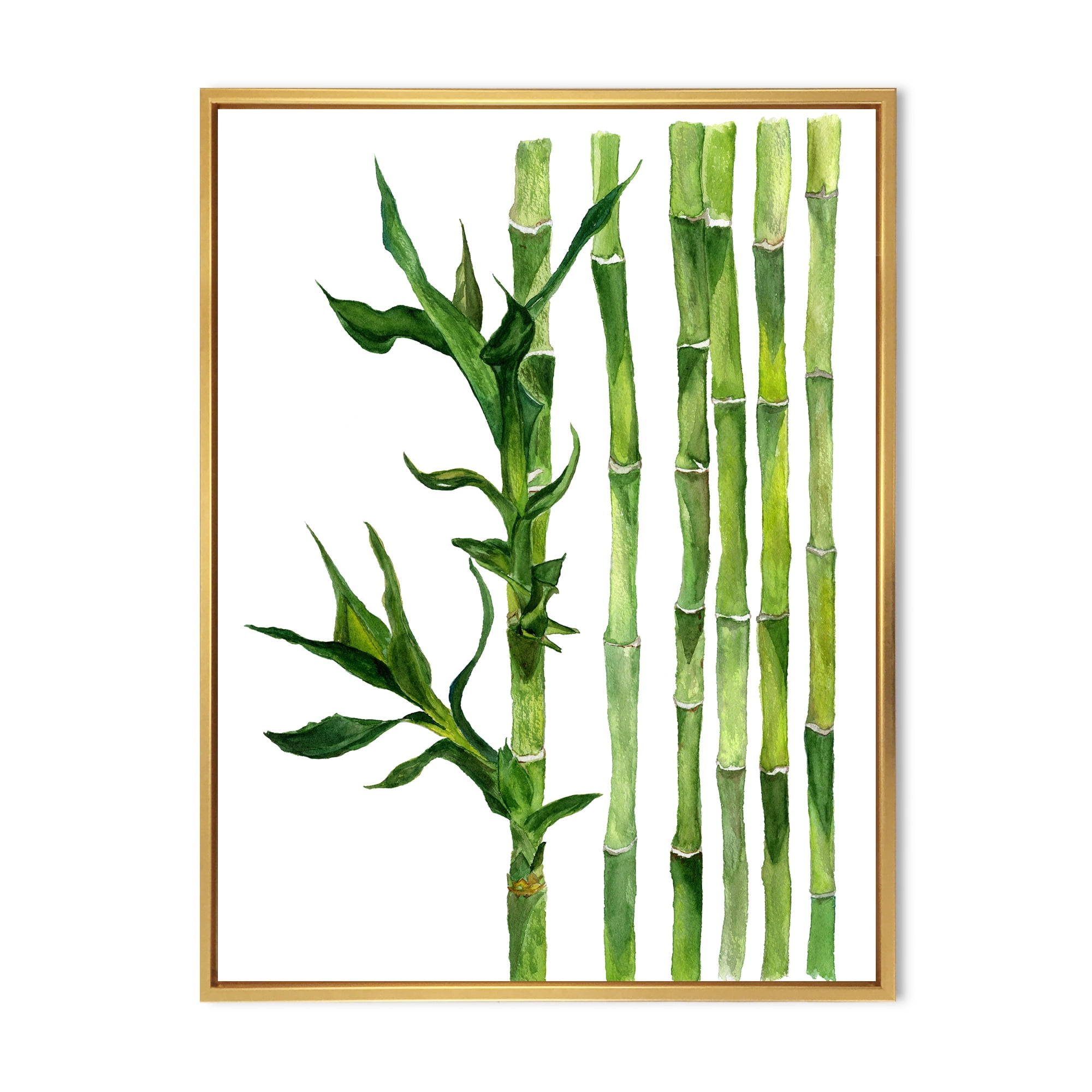 Designart 'The Forest of Bamboo Branches III' Tropical Framed Canvas Wall Art Print