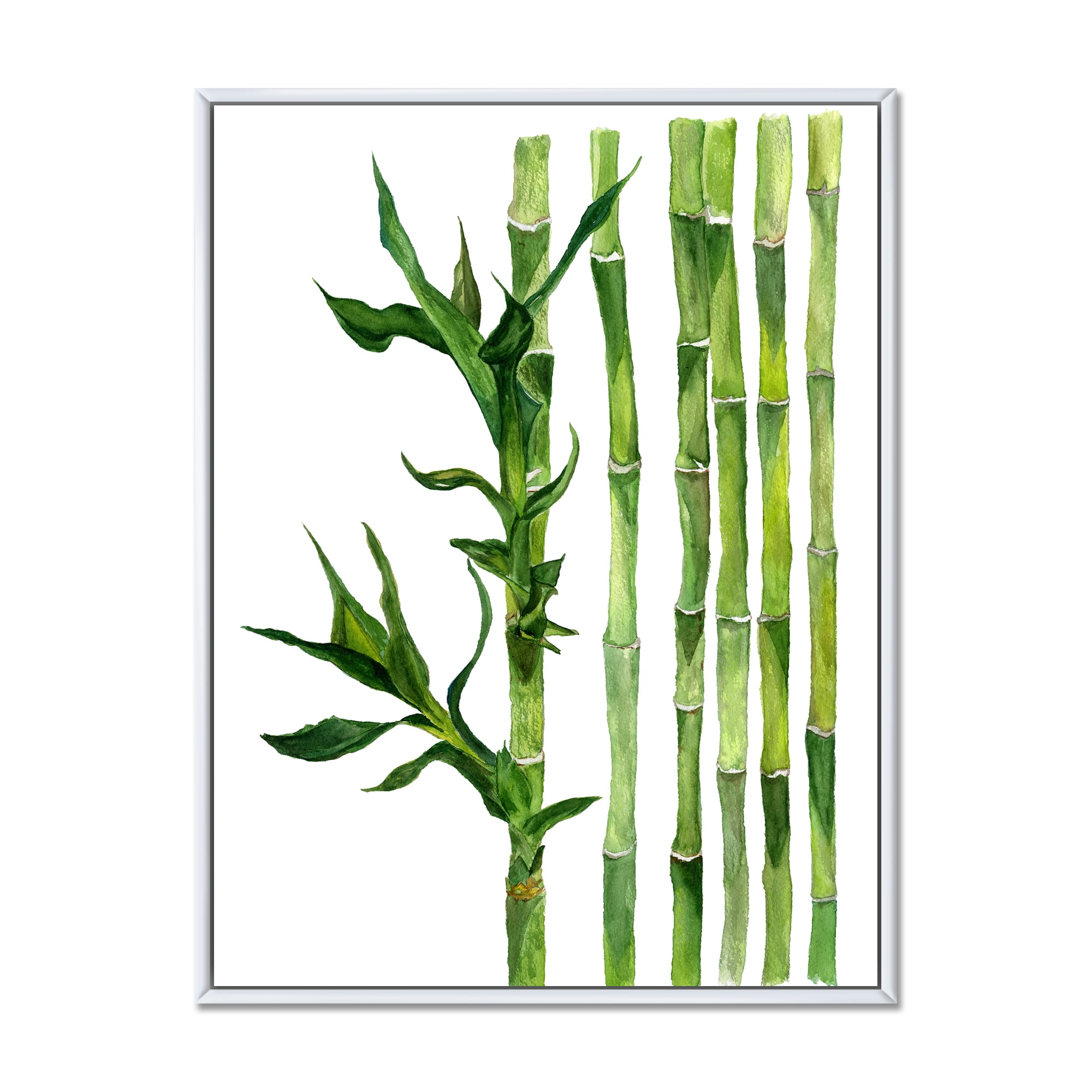 Designart 'The Forest of Bamboo Branches III' Tropical Framed Canvas Wall Art Print