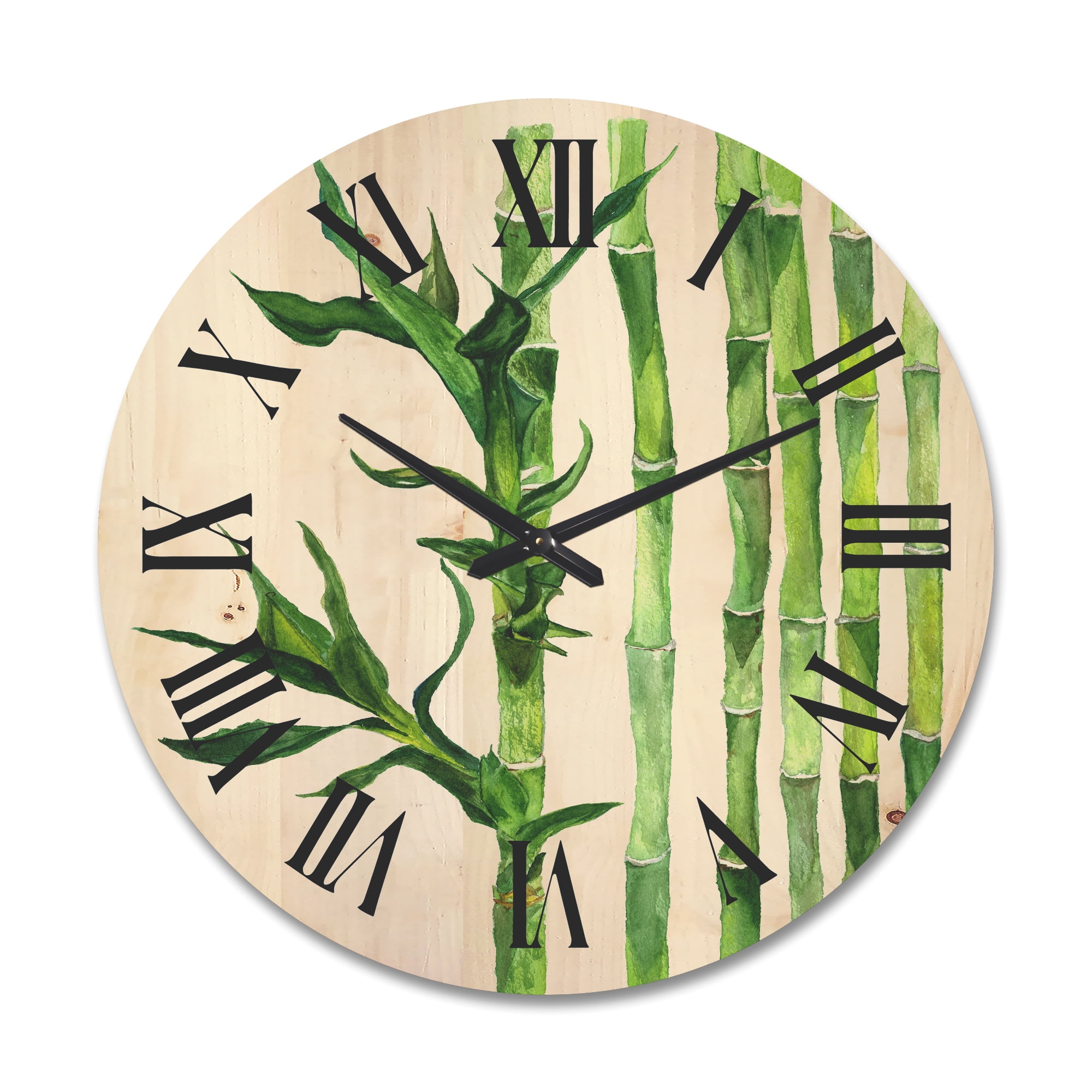 Designart 'The Forest of Bamboo Branches III' Tropical Wood Wall Clock